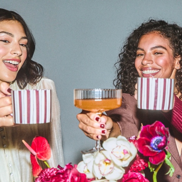 Coffee Cups in Cherry Lacquer by Noon & Moon Set of 2 - Picture 5 of 12
